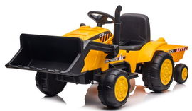 Traktor Na Akumulator z Przyczepą i Łyżką 2 Silniki 45W Aku 12V Pilot Żółty