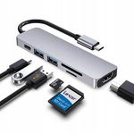 HUB USB-C -> HDMI 2xUSB 3.0 SD PD 4K MacBook M1 ADAPTER 6w1 Thunderbolt 3