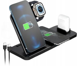 Ładowarka Indukcyjna bezprzewodowa 4w1 do Apple 2x iPhone Watch AirPods QI