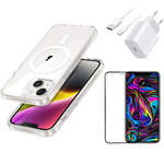 Zestaw do iPhone 14 PLUS Ładowarka Etui Przewód Szkło Idealny na Prezent