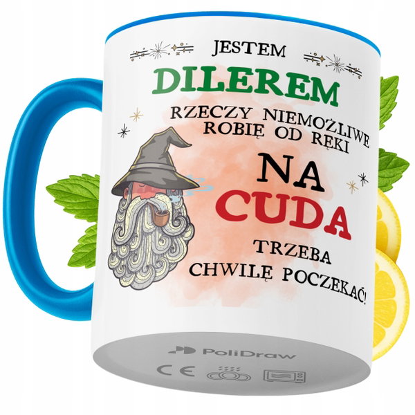 Kubek Dla Dilera na Prezent z Nadrukiem ze Zdjęciem 330 ml Błękitny