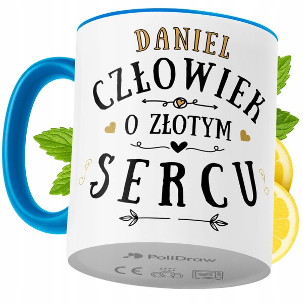 Kubek Dla Daniela na Prezent z Nadrukiem ze Zdjęciem 330 ml Błękitny