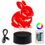 Lampka Nocna 3D LED Grawer Plexi Prezent Dla Dziecka Elegancki Króliczek
