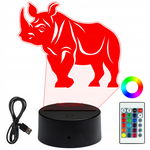 Lampka Nocna 3D LED Grawer Plexi Prezent Dla Dziecka Elegancki Nosorożec