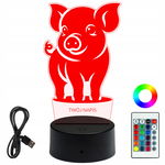 Lampka Nocna 3D LED Grawer Plexi Prezent Dla Dziecka Elegancka Świnka