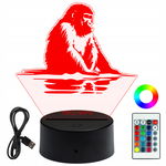 Lampka Nocna 3D LED Grawer Plexi Prezent Dla Dziecka Czillujący Makak