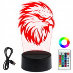 Lampka Nocna 3D LED Grawer Plexi Prezent Dla Dziecka Groźny Orzeł Orły Do