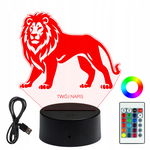 Lampka Nocna 3D LED Grawer Plexi Prezent Dla Dziecka Elegancki Lew