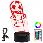 Lampka Nocna 3D LED Grawer Plexi Prezent Dla Dziecka Wystrzelona Piłka Dla