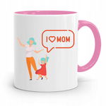 KUBEK RÓŻOWY PREZENT DLA MAMY MATKI I LOVE MOM z Nadrukiem ze Zdjęciem