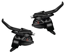 Klamkomanetki rowerowe prawa i lewa, tył i przód czarne Shimano ST-EF41 3x7