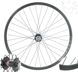 Koło rowerowe przednie czarne 32H MTB Novatec D041SB + Alexrims MD25