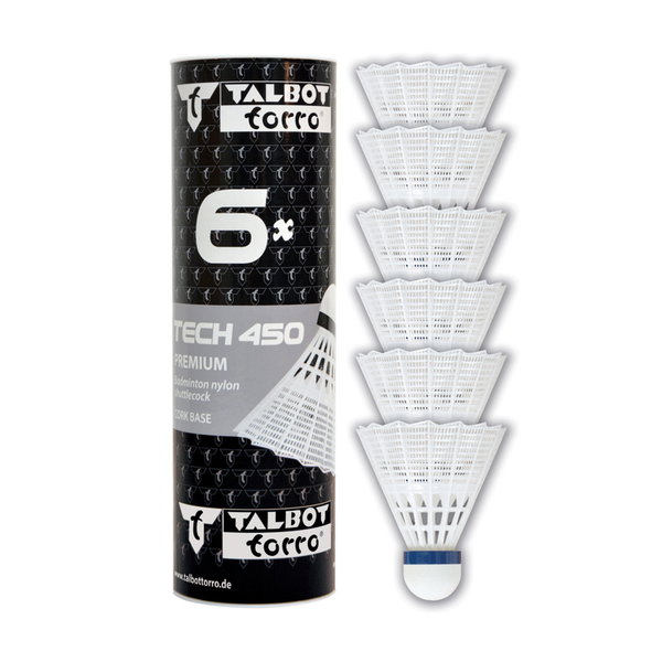 Lotki do badmintona TALBOT TORRO Tech 450 Medium 6 szt. - białe