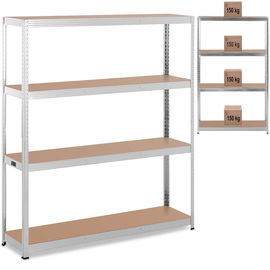 Regał magazynowy metalowy 4 półki 600 kg 160 x 40 x 180 cm szary