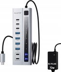 PULWTOP Aktywny Koncentrator HUB USB-C 3.2 9w1 USB-A 3.1 Zasilacz 9 Portów