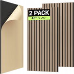 TONOR 2 Panele Listwy Drewniane 120x60cm Akustyczne na Ścianę Ciemny Orzech