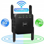 Wzmacniacz zasięgu WiFi 5G 2.4G Repeater 1200 Mbps 4 Anteny WPS LAN Czarny