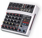 BOMGE Mikser Audio DJ 6-Kanałów 16 DSP Echo MP3 USB Bluetooth Konsola Biały