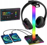 Hcman Uchwyt Stojak RGB na Słuchawki Gaming 2 Porty USB dla Graczy Czarny