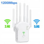 Bezprzewodowy Wzmacniacz WiFi 2.4G 5.8G Dwuzakresowy Sieć WPS Router Biały