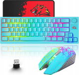 ZIYOU Bezprzewodowy Zestaw Klawiatura Mysz Podkładka USB 2,4G Niebieski