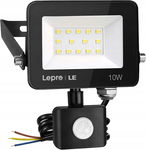LEPRO Reflektor LED Zewnętrzny 10W Czujnik Ruchu 850 Lumen Białe 5000K IP65