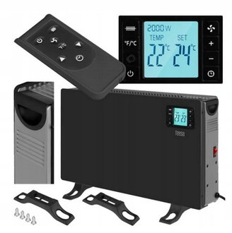 Grzejnik Konwektorowy Elektryczny Termostat Turbo 2000W czarny