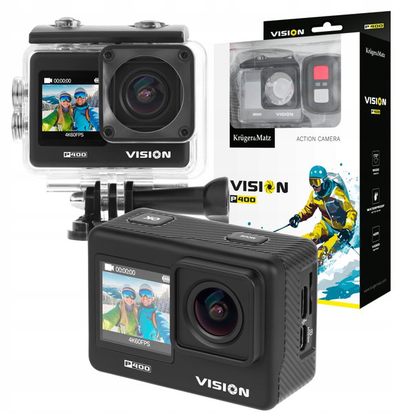KAMERA SPORTOWA Vision P400 4K WIFI WODOODPORNOŚĆ z akcesoriami