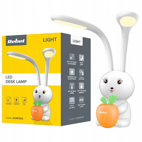 LAMPKA NOCNA BIURKOWA DLA DZIECI KRÓLIK REGULACJA BARW