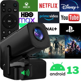PROJEKTOR RZUTNIK PRZENOŚNY SMART TV 4K ANDROID 13 WIFI BT HDMI GŁOŚNIK