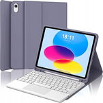 Klawiatura z gładzikiem do iPad 10. gen., QWERTY Bluetooth, fioletowa