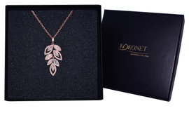 Naszyjnik ślubny rose gold z listkiem elegancki na ślub
