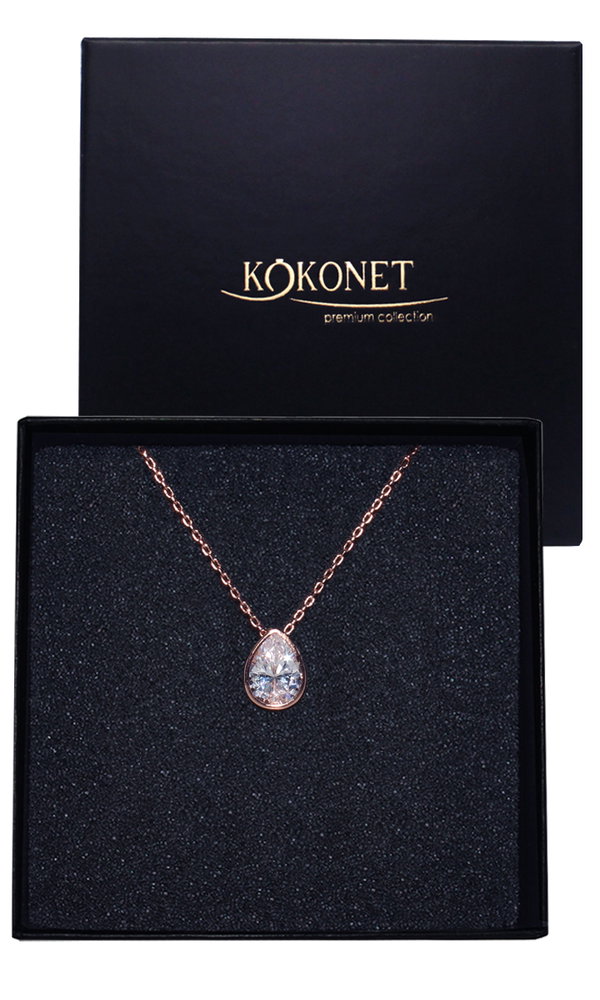 Naszyjnik rose gold regulowany ŁEZKA boho glam klasyczna biżuteria ŚLUB