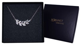 Naszyjnik gałązka ślubna SREBRO cyrkonie błysk