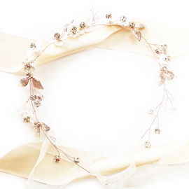 Wianek ślubny ROSE kwiatowy z listkami ozdoba ślubna BOHO