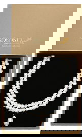 ELEGANCKI perłowy naszyjnik VINTAGE okazała zawieszka oryginalna biżuteria