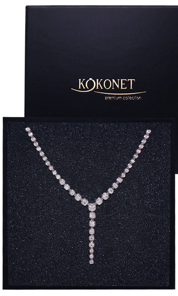 Elegancka kolia PREMIUM wysadzana w całości cyrkoniami BOGATA ozdobna ślub