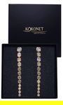 Długie złote kolczyki EFEKTOWNE ozdobne swarovski wiszące ślubna biżuteria