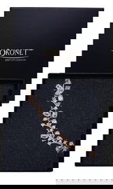 Bransoletka złota ślubna motyw roślinny BOHO cyrkonie błysk pudełko GRATIS