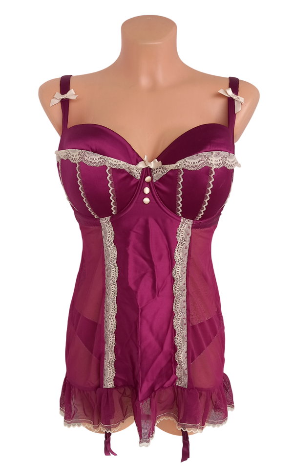 119T La Senza komplet koszulka gorset z majtkami 19% silk jedwab 42E
