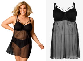 135T Ulla Popken TRUYOU Koszula nocna damska babydoll z fiszbinami 100C