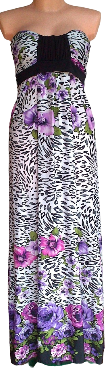 76T Valesi sukienka strapless długa maxi wzór kwiaty 42 XL