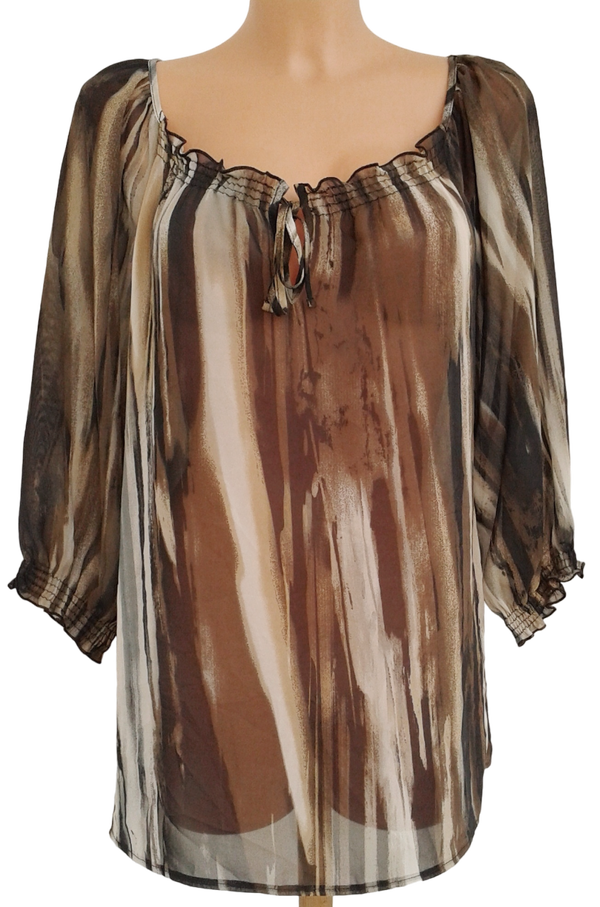 76T Tu Clothing bluzka tunika szyfonowa rękaw 3/4 fason prosty 42 XL