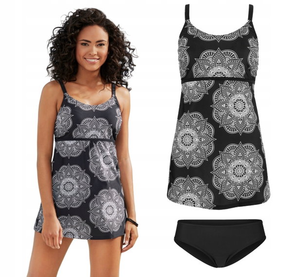 56T Bonprix tankini strój kostium kąpielowy dwuczęściowy sukienka 50