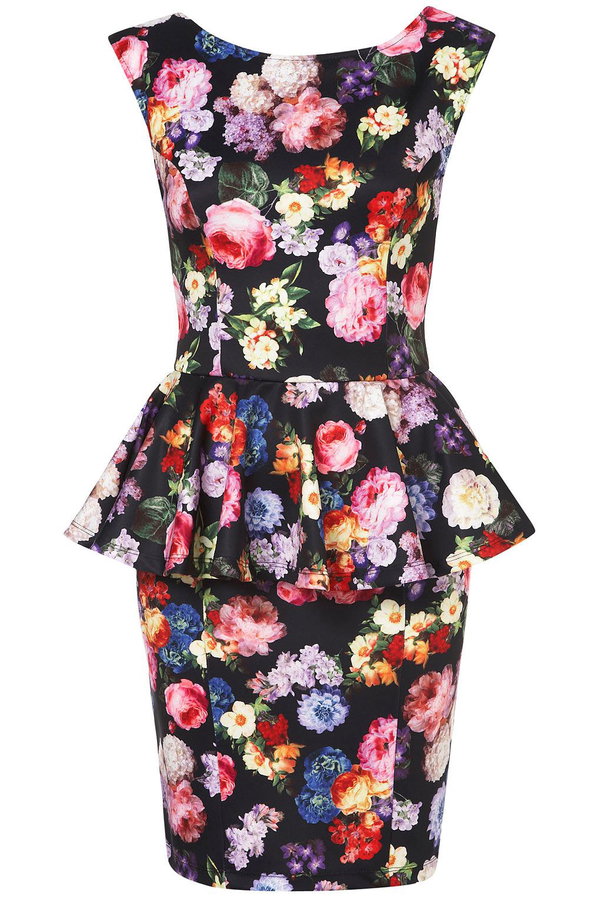 19T Topshop sukienka z baskinką w kwiaty mini S / 36