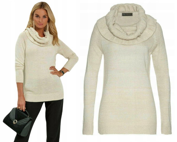 1Z Bonprix sweter złota nić komin 48/50 4XL/5XL