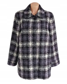 1Z Marks&Spencer płaszcz kurtka krata wełna fason prosty klasyczny 42 XL