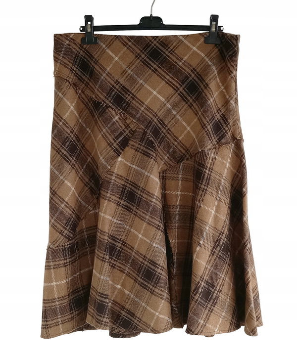 91T Laura Ashley spódnica midi krata z wełną 35% wool 44 2XL