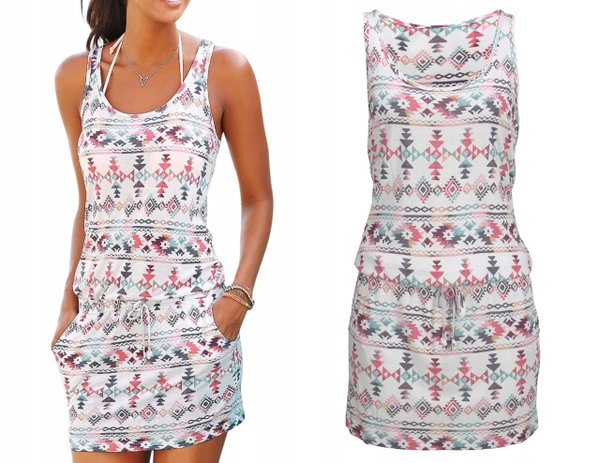 68T Venice Beach tunika sukienka mini wiskoza 40 L
