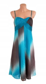 56T Monsoon sukienka koktajlowa midi 100% silk jedwab ombre 38 M